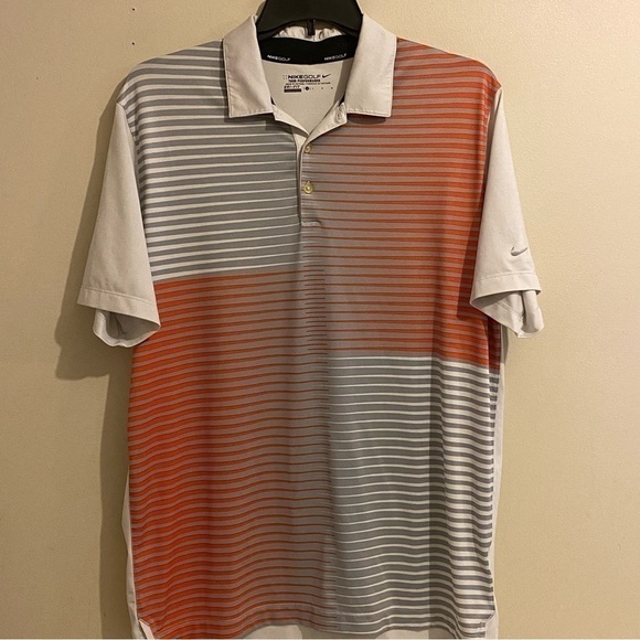Nike Golf Tour Performance Dri-Fit Polo Shirt Short Sleeve Stripped Front Size L - Picture 1 of 10